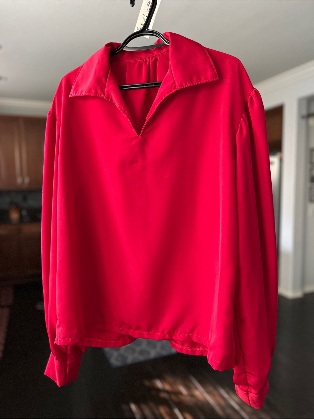 Red V-Neck Collared Blouse. Renaissance, Prince Charming, Medieval, Gaston.